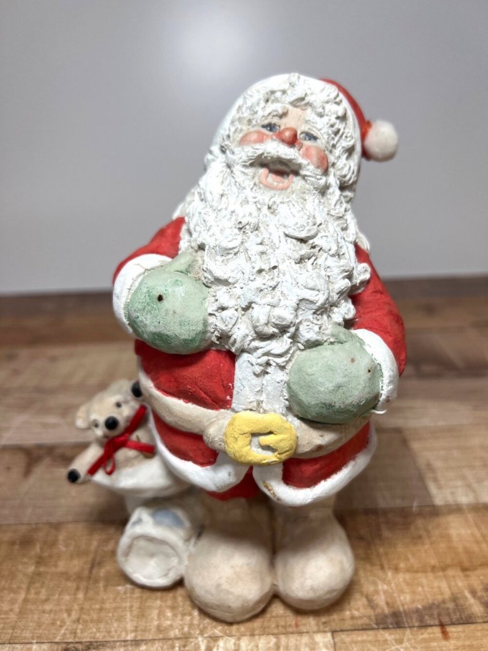 1991 Dreamsicles Polycast Santa Figurine With Bear & Sack Christmas Decor Heavy